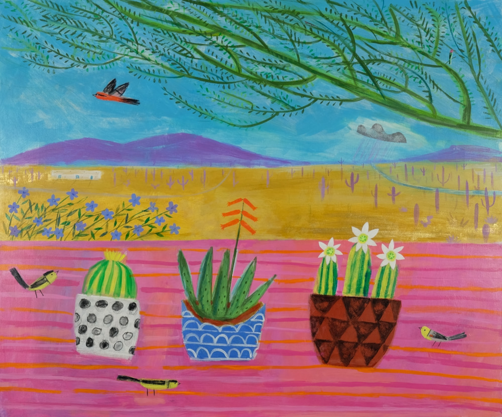 Birds and Flowering Cacti